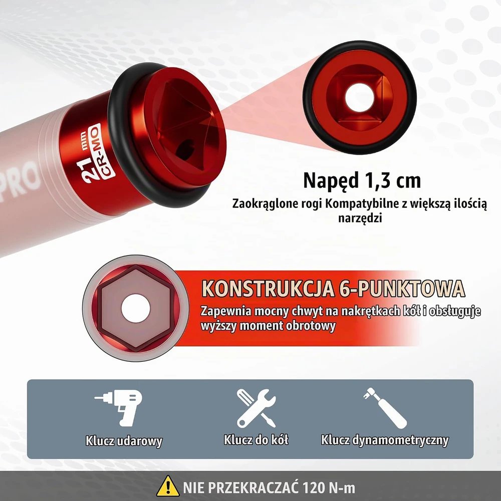 WORKPRO smūginio suktuvo galvutė 21 mm, 1/2 col., CR-MO plienas, W074584AE