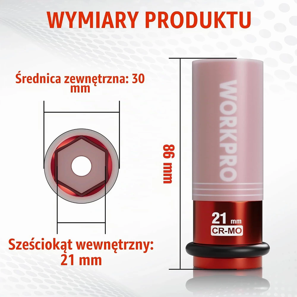 WORKPRO smūginio suktuvo galvutė 21 mm, 1/2 col., CR-MO plienas, W074584AE