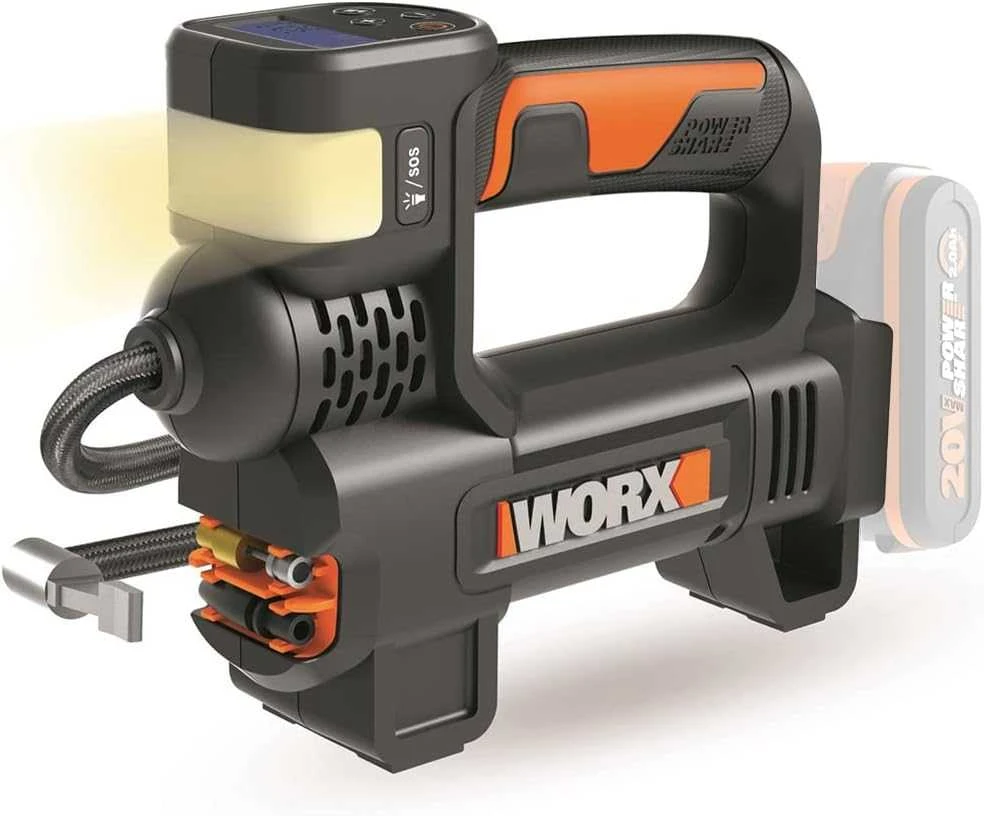 WORX akumuliatorinė daugiafunkcė oro pompa WX092.9, 10 bar, LED, be akumuliatoriaus