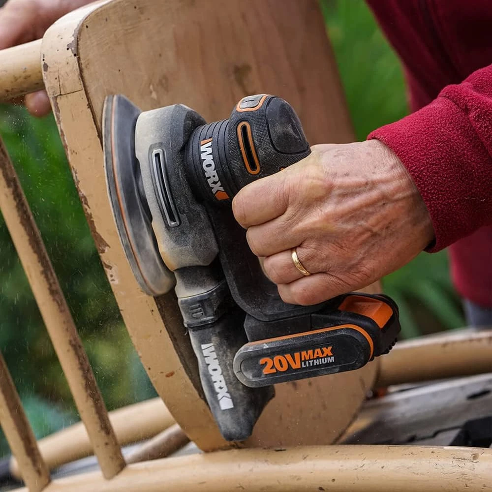 WORX akumuliatorinė detalioji šlifuoklė 20 V su dulkių maišeliu WX822
