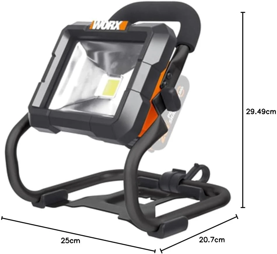 WORX akumuliatorinė LED darbinė lempa 20 V, 1500 lm, 360° kampas, WX026.9