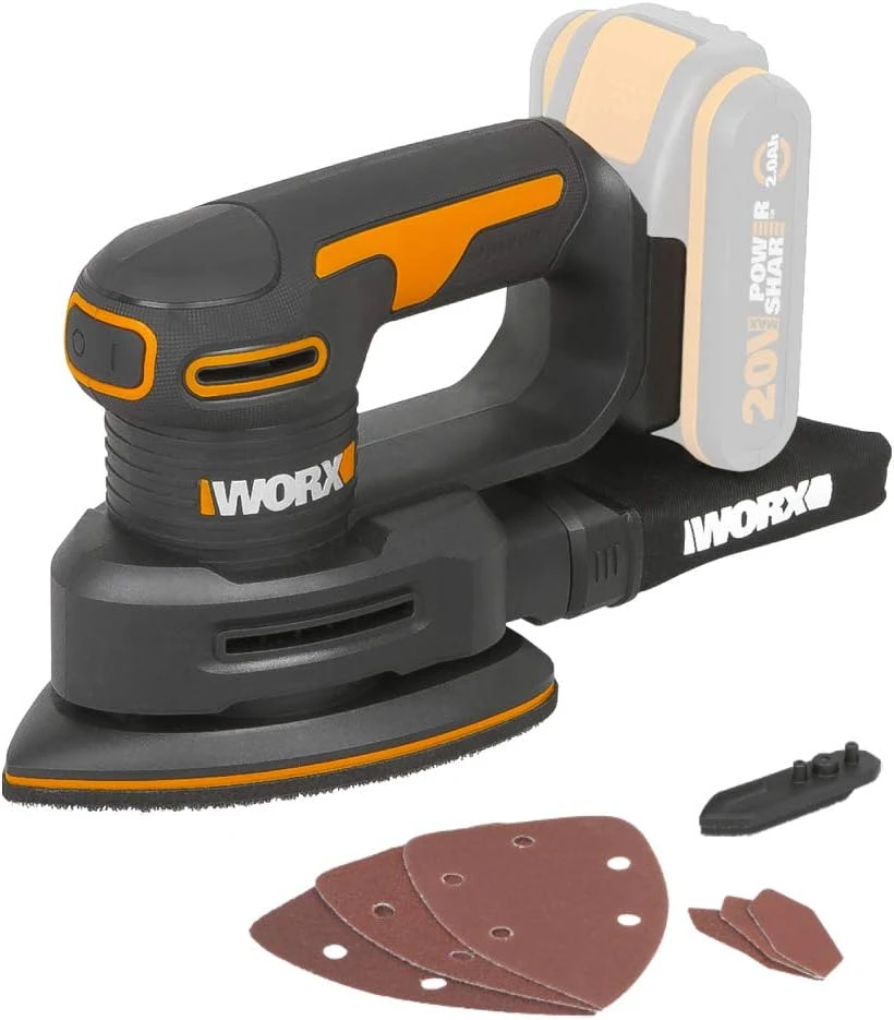 Trikampis šlifuoklis Worx WX822.9; 20 V (be akumuliatoriaus ir pakrovėjo)