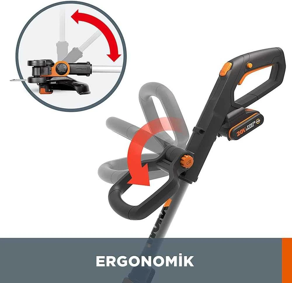 WORX akumuliatorinė žoliapjovė-trimeris 20 V, 2 viename, 30 cm pjovimo plotis, WG163E.9, be akumuliatoriaus ir kroviklio
