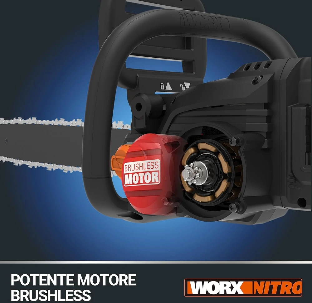 WORX akumuliatorinis grandininis pjūklas Nitro 40 V (2 × 20 V), 40 cm, WG385E.9