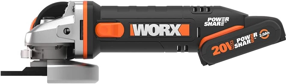WORX akumuliatorinis kampinis šlifuoklis 20 V, 115 mm, 8600 aps./min., WX800