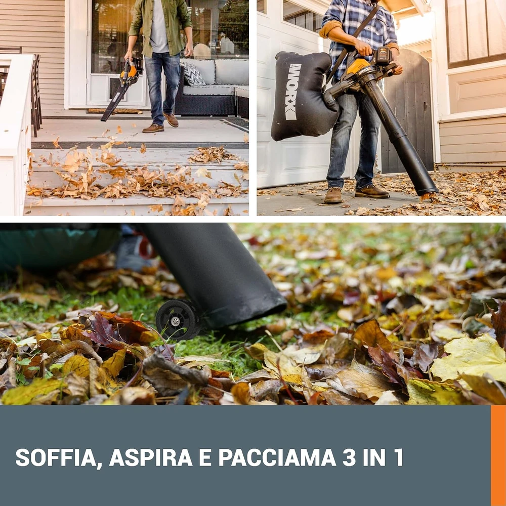 Akumuliatorinis lapų siurblys-pūstuvas Worx WG583E; 2x20 V; 2x4,0 Ah akum.