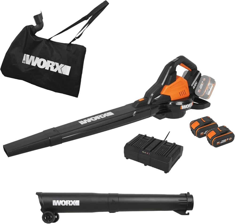 Akumuliatorinis lapų siurblys-pūstuvas Worx WG583E; 2x20 V; 2x4,0 Ah akum.