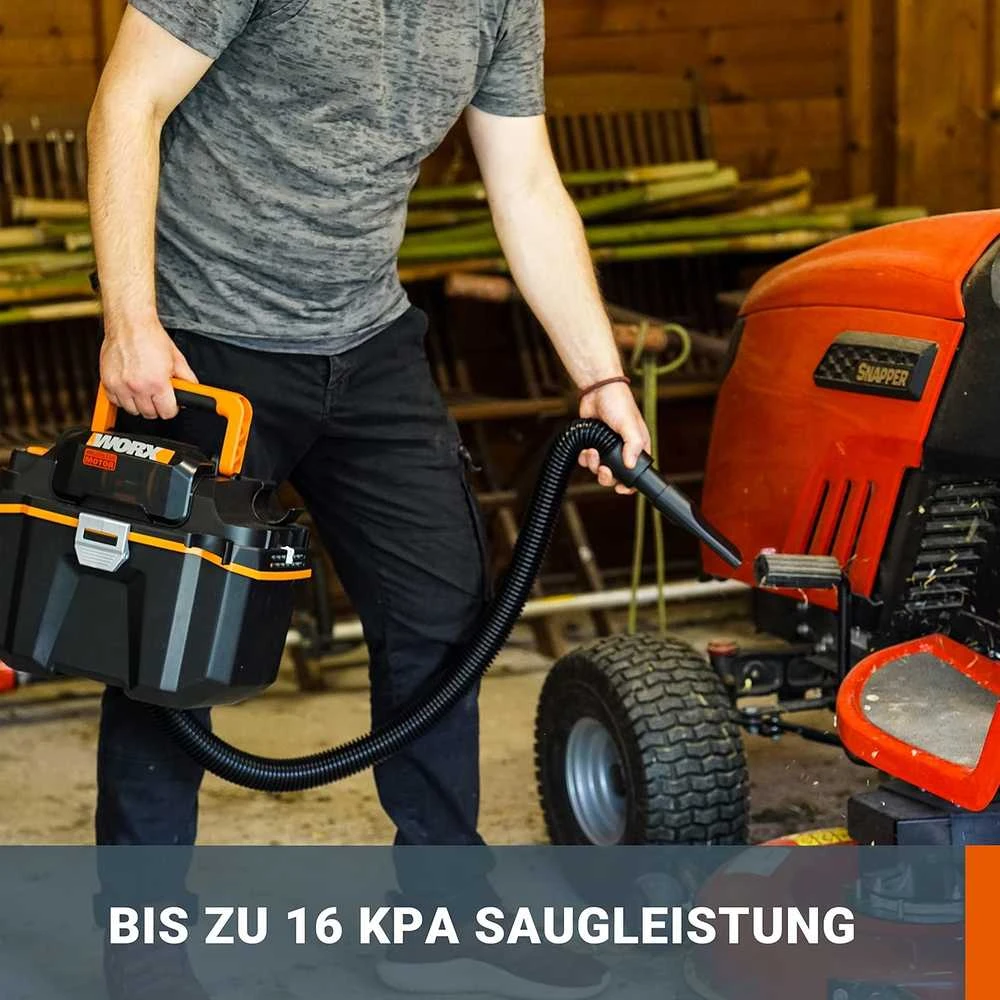 WORX akumuliatorinis šlapio ir sauso valymo dulkių siurblys 20 V, 8 l talpa, WX031.9