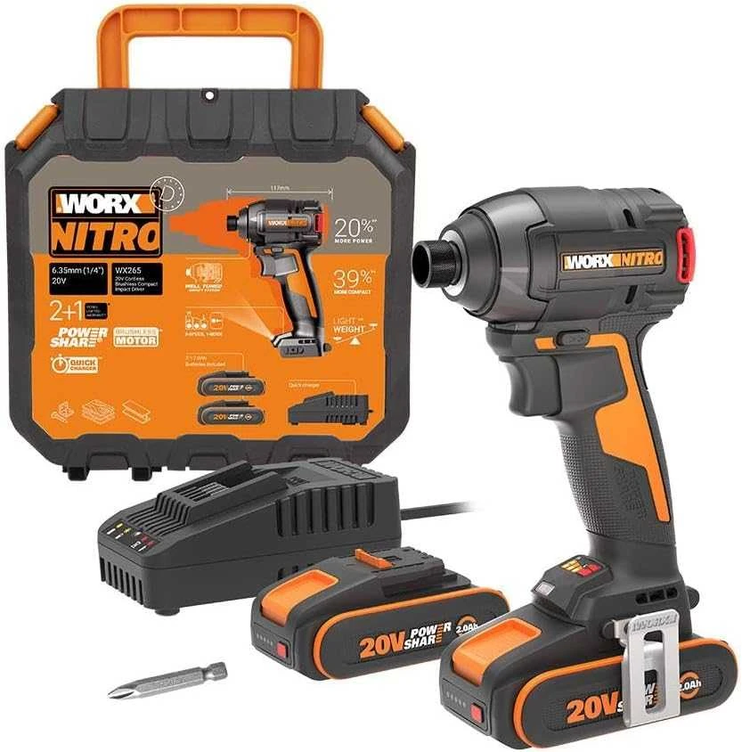 WORX akumuliatorinis smūginis suktuvas 20 V, 200 Nm, bešepetėlis, 3 greičiai, WX265
