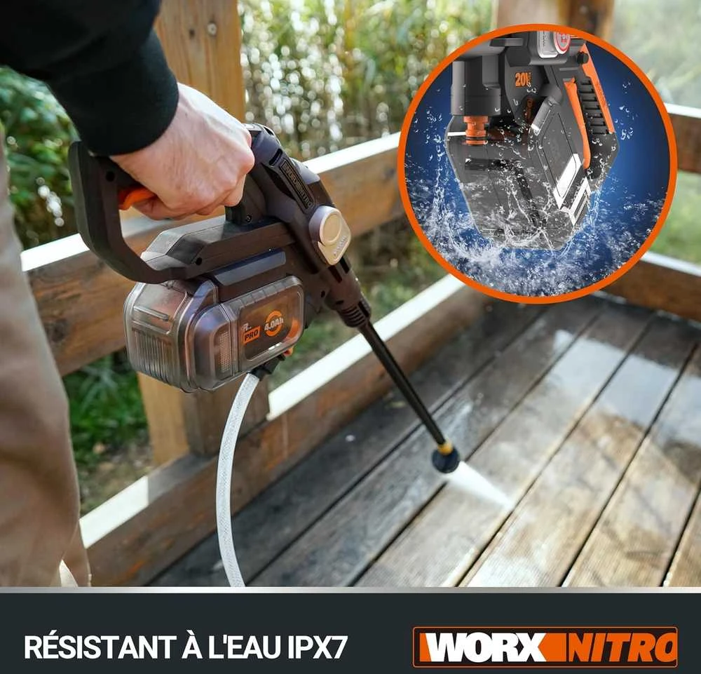 Worx akumuliatorinė plovykla Worx WG633E.9, 56bar, be akumuliatoriaus ir koroviklio