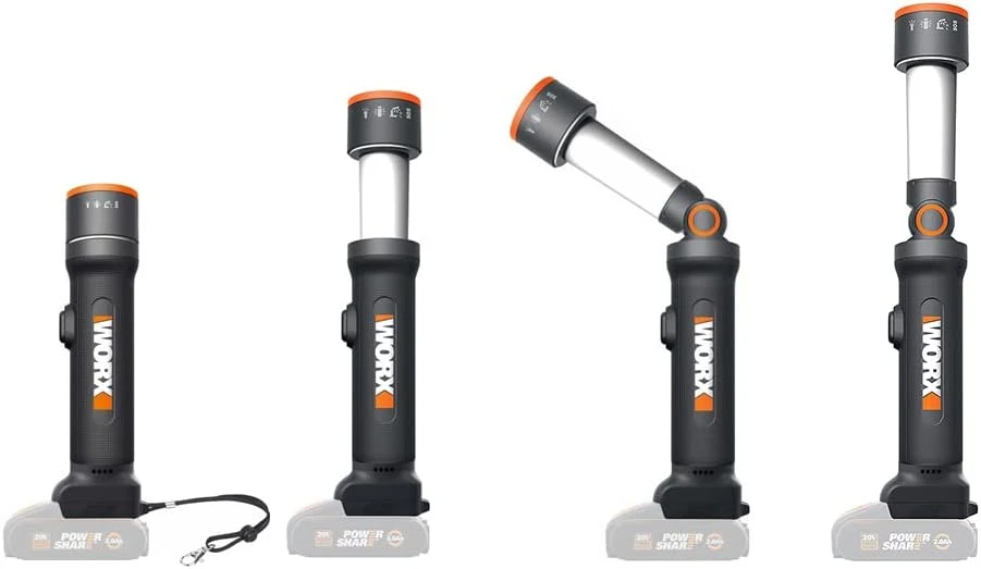 WORX daugiafunkcinė LED lempa, 20V, 120–510 liumenų, WX027.9