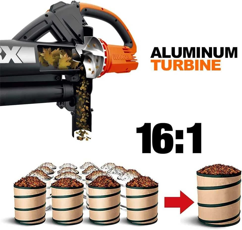 WORX elektrinė lapų pūstuvas ir siurblys 3000 W 3-in-1, 335 km/h, 600 m³/h, WG505E