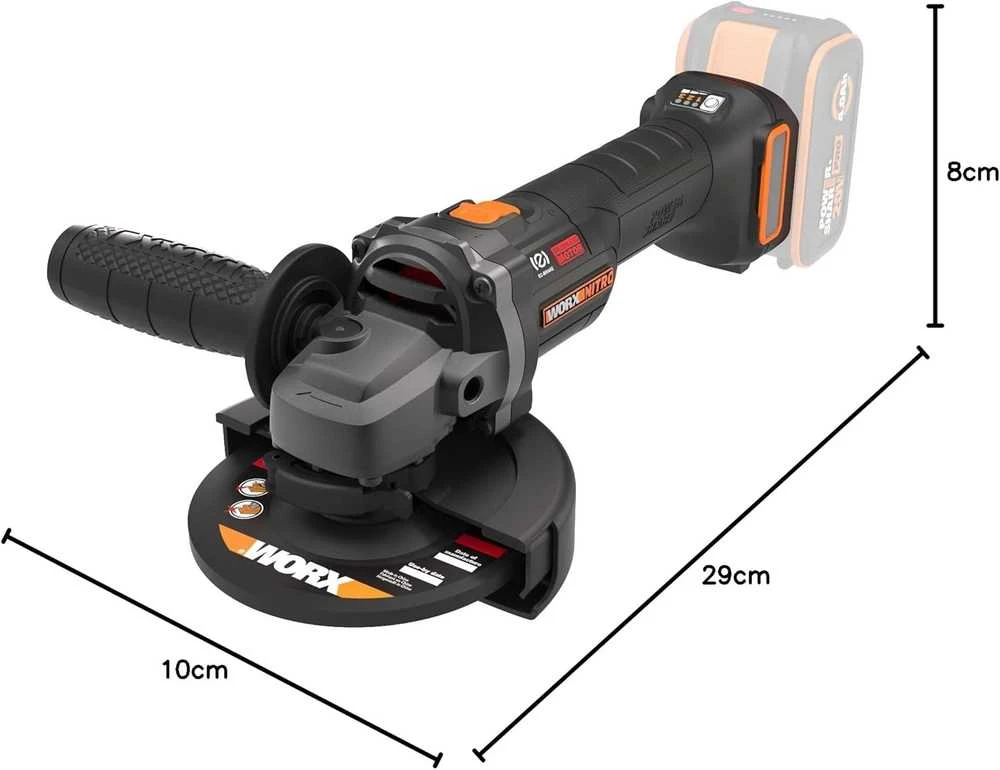 WORX kampinis šlifuoklis 20 V, 125 mm, reguliuojamas greitis, WX814.9