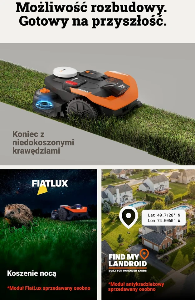 WORX vejapjovės robotas 2WD, be ribinio laido, 1200 m², AI kliūčių atpažinimas, WR312E