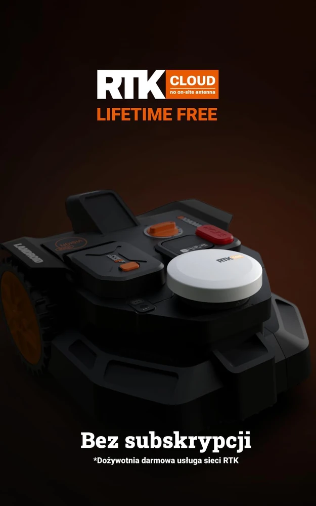 WORX vejapjovės robotas Landroid Vision Cloud WR306E 2WD, AI kliūčių atpažinimas, RTK navigacija