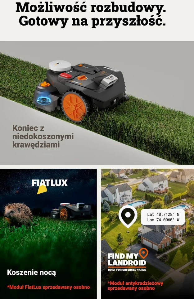 WORX vejapjovės robotas Landroid Vision Cloud WR306E 2WD, AI kliūčių atpažinimas, RTK navigacija