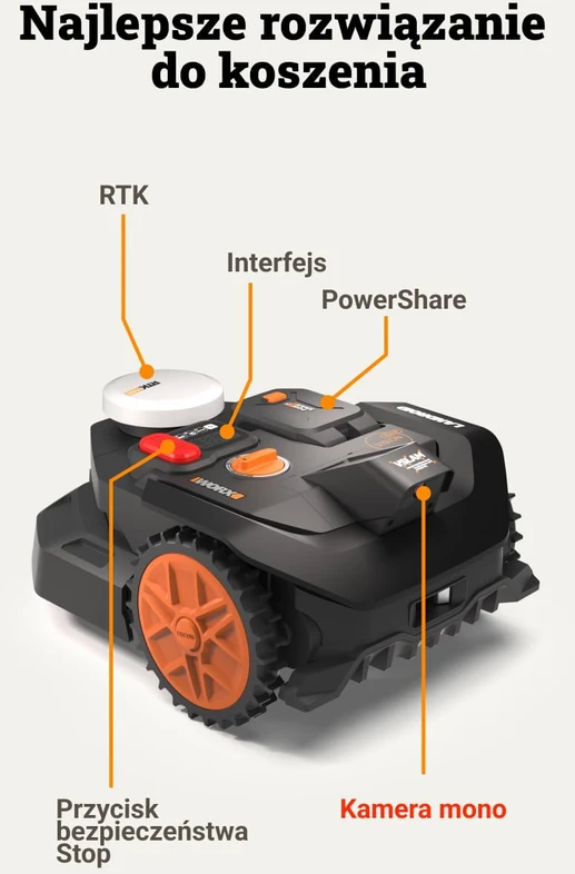 WORX vejapjovės robotas Landroid Vision Cloud 2WD, AI kliūčių atpažinimas, plotams iki 400 m², WR304E