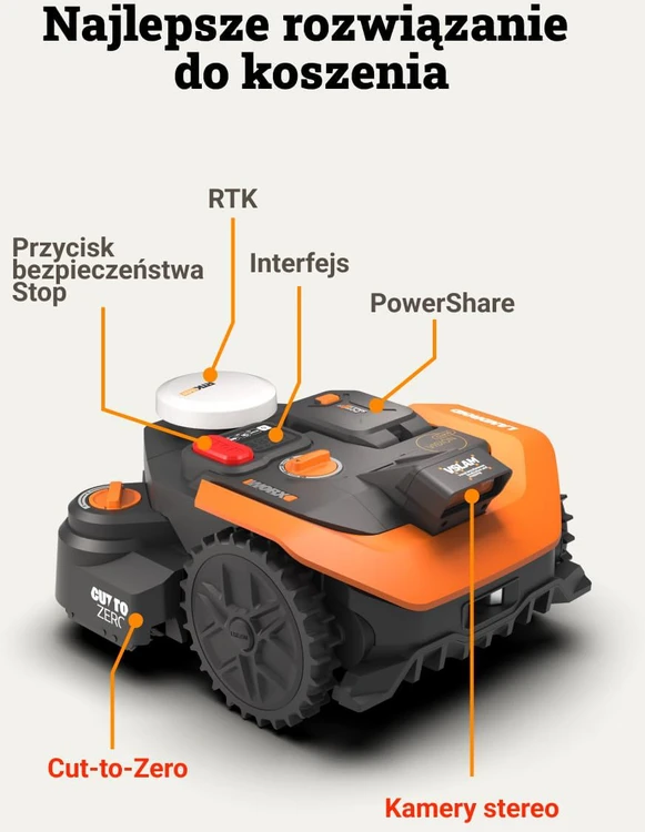 WORX vejapjovės robotas Landroid Vision Cloud WR308E 2WD, AI kliūčių atpažinimas, be laido, iki 800 m²