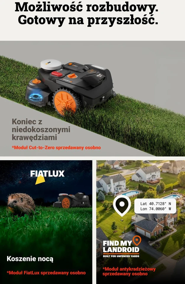 WORX vejapjovės robotas Landroid Vision Cloud 2WD, AI kliūčių atpažinimas, plotams iki 400 m², WR304E