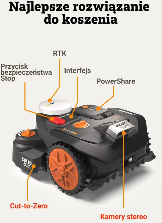 WORX vejapjovės robotas Landroid Vision Cloud WR306E 2WD, AI kliūčių atpažinimas, RTK navigacija
