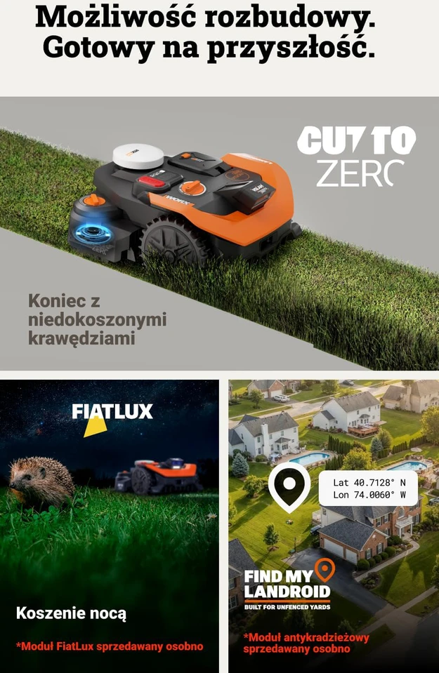 WORX vejapjovės robotas Landroid Vision Cloud WR308E 2WD, AI kliūčių atpažinimas, be laido, iki 800 m²