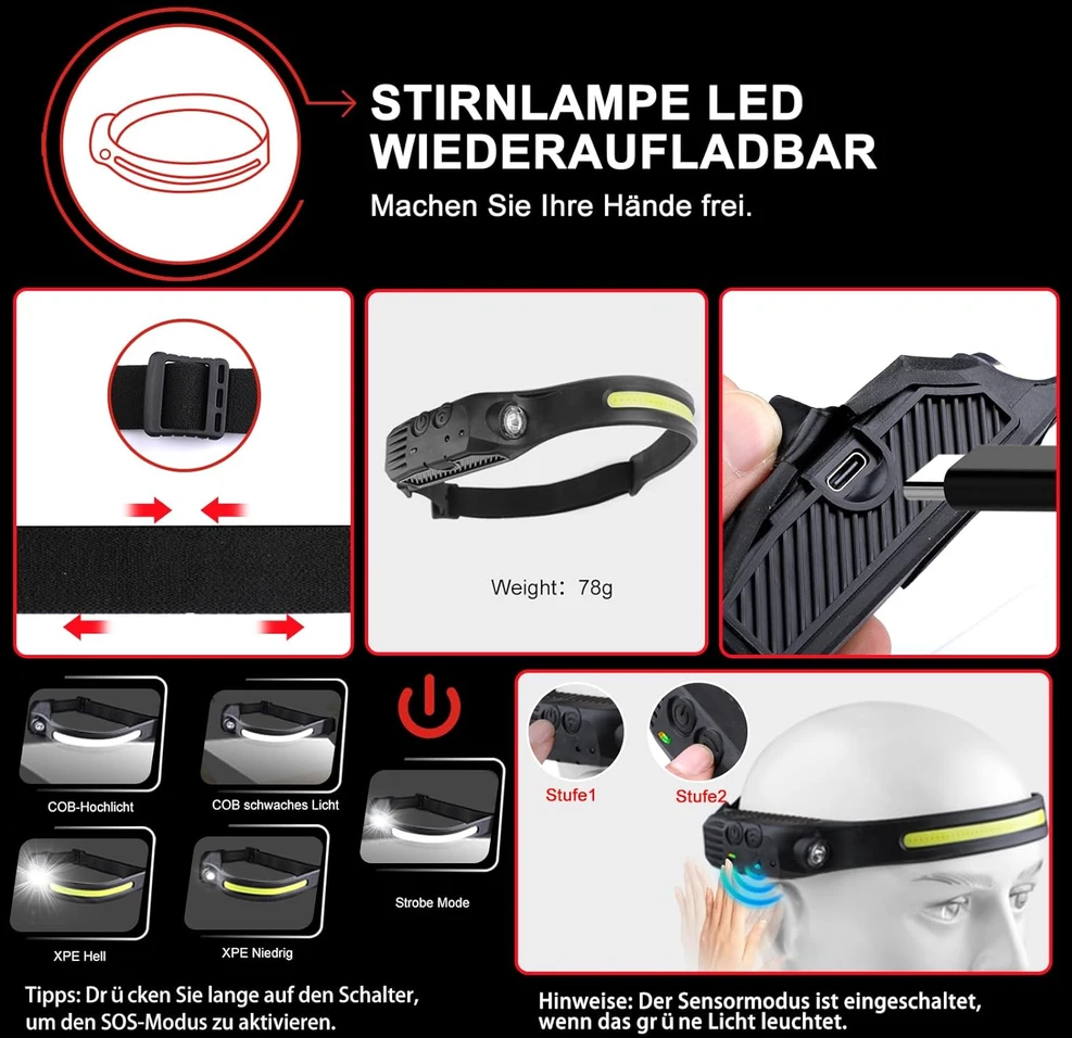 WOWNIGHT LED taktinė prožektorius, 1000000 lm, IPX6, USB-C įkrovimas, WOWNIGHT-W19-DE-HY