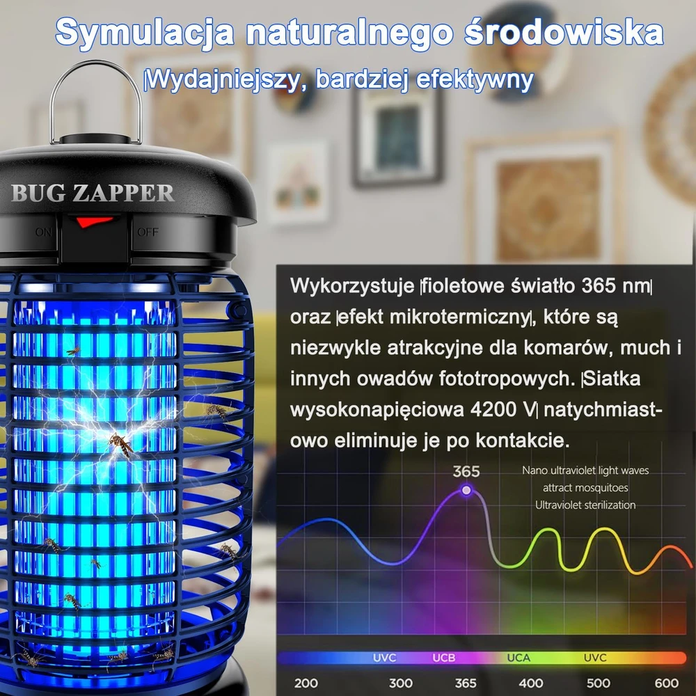 WUEAOA vabzdžių naikinimo lempa 15 W UV, 4200 V, LED, IPX4, KN-02/05