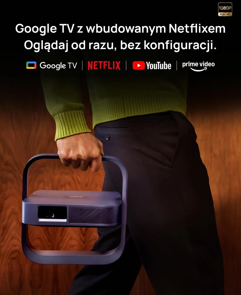 XGIMI nešiojamasis lazerinis projektorius Full HD 1600 ISO lm su Google TV Elfin Flip lazerinis