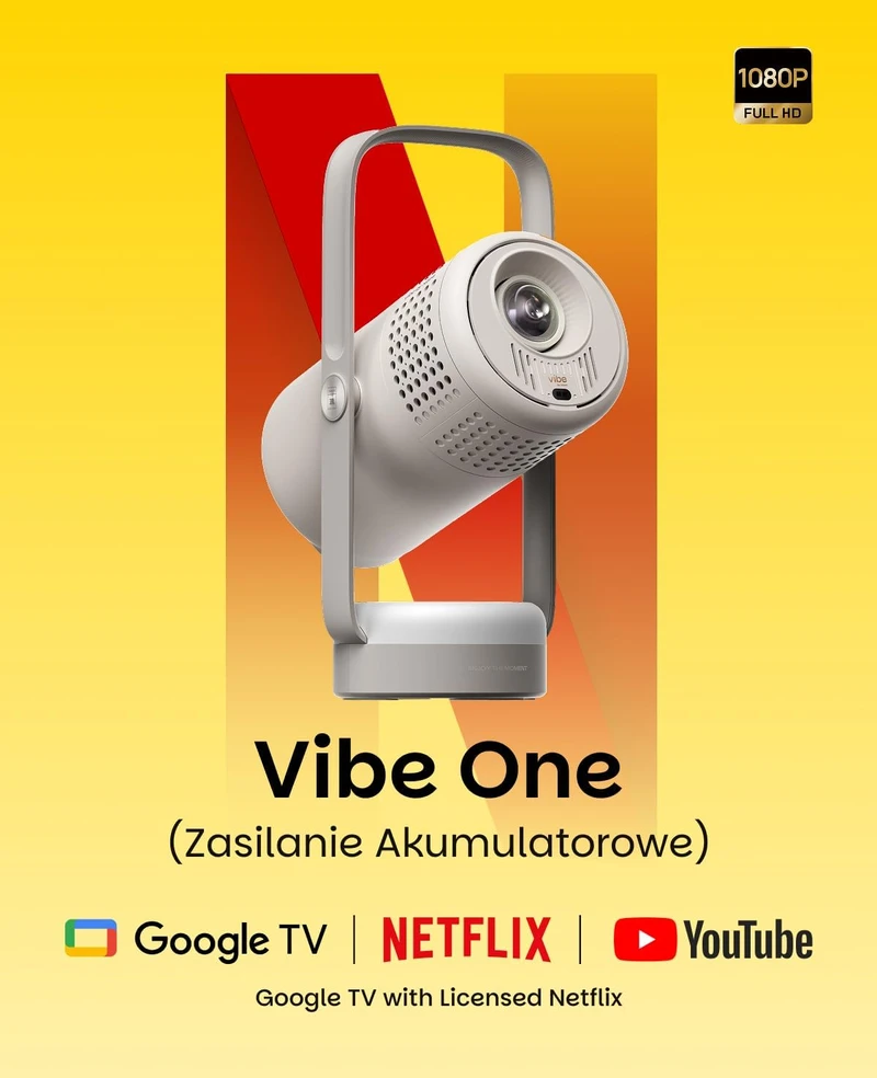 XGIMI nešiojamasis projektorius Vibe One, 1920 × 1080, 250 ISO lm, Google TV