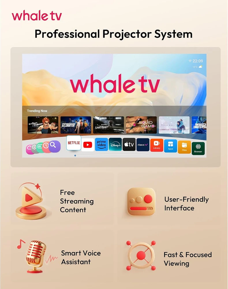 Xgody išmanusis projektorius 1080p 700 ANSI Wi-Fi 6 Bluetooth 5.4 N6Pro-FR