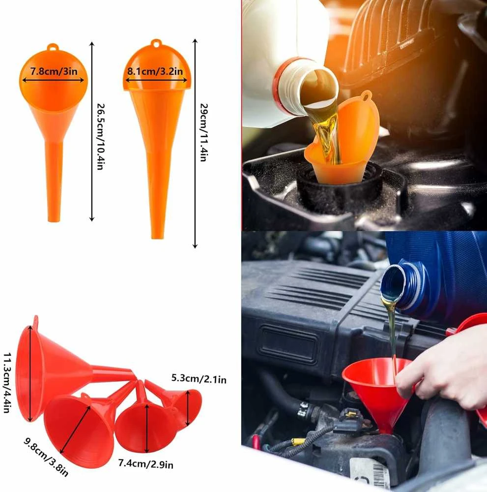 XhjzgcTech automobilių piltuvėlių rinkinys su filtru ir lanksčiais antgaliais, plastikinis