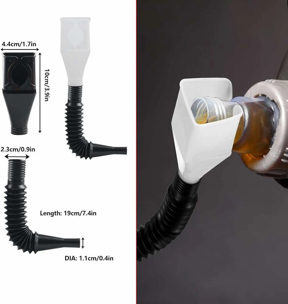 XhjzgcTech automobilių piltuvėlių rinkinys su filtru ir lanksčiais antgaliais, plastikinis