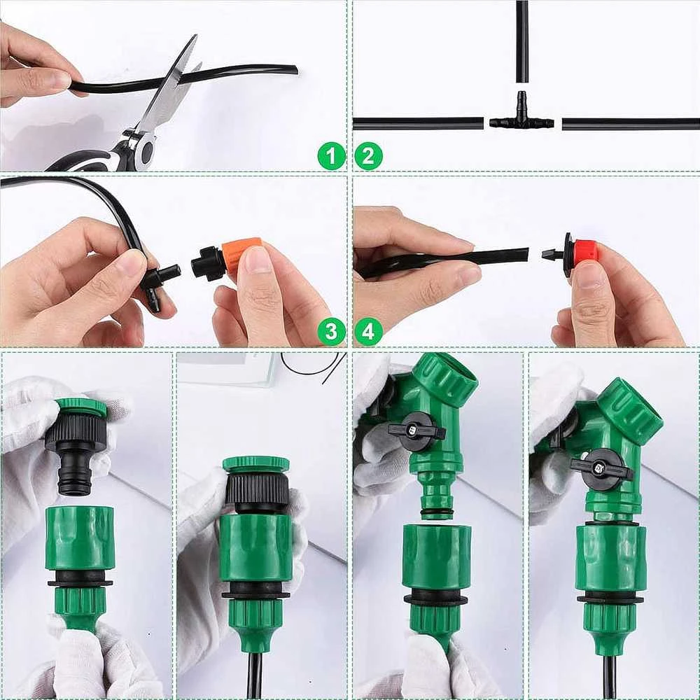 XINGGANG laistymo sistema sodui, 158 dalių Micro Drip automatinis rinkinys su 40 m žarna