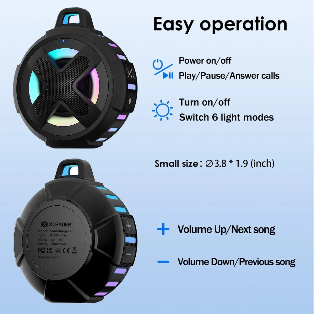 Xleader belaidė Bluetooth kolonėlė dviračiui, IPX7, 10 W, silikoninis korpusas, X8BKPRO-V2