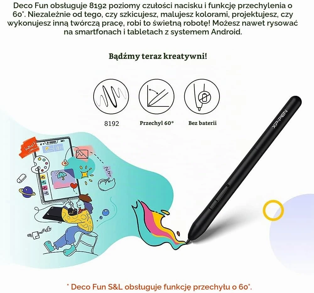 XP-Pen Deco Fun XS grafinė planšetė su P01 rašikliu, 8192 spaudimo lygių