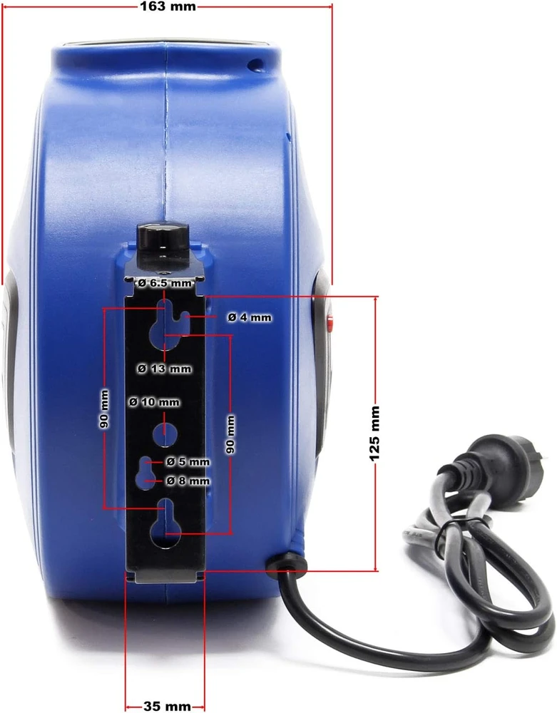XPOtool automatinis kabelio būgnas 20 m, 1000/2300 W su 180° sieniniu laikikliu 62692