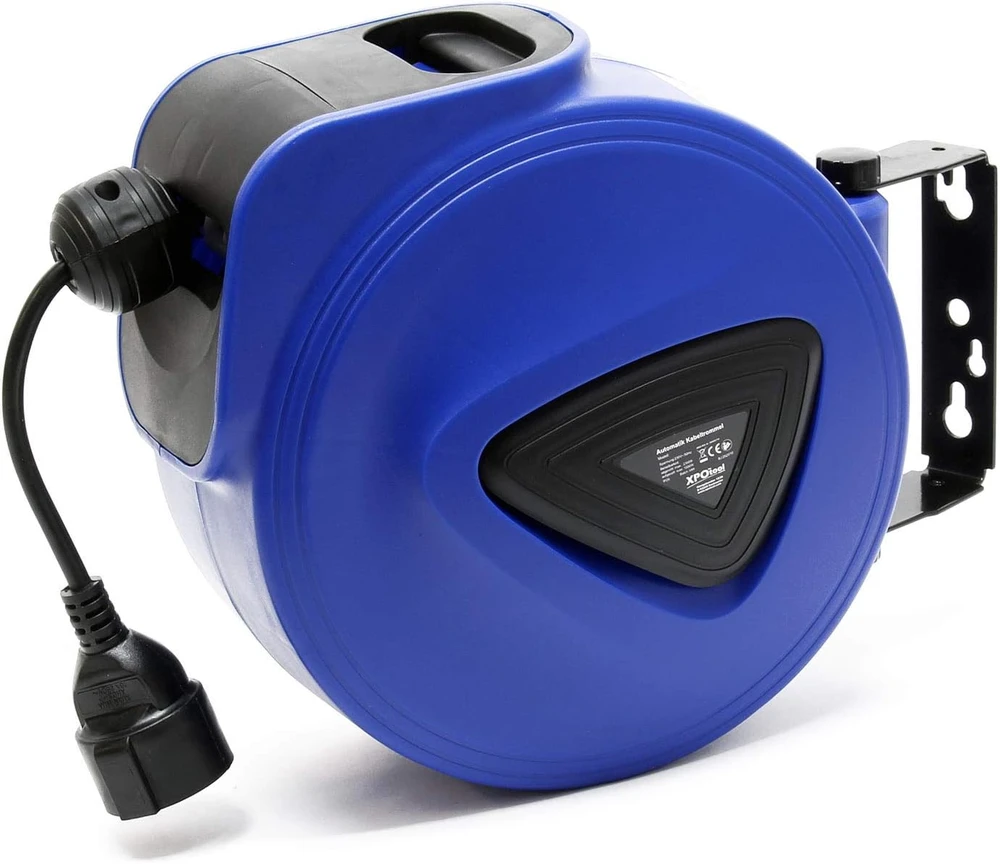 XPOtool automatinis kabelio būgnas 20 m, 1000/2300 W su 180° sieniniu laikikliu 62692
