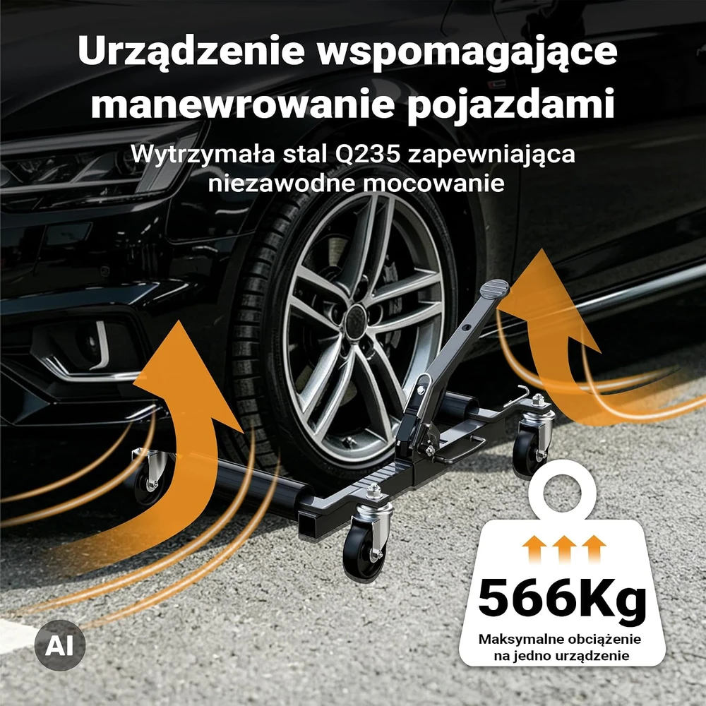 XPOtool automobilių ratų manevravimo vežimėliai, 2 vnt., iki 566 kg, 63896