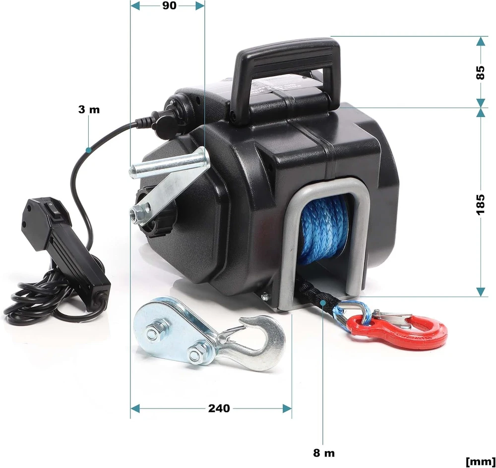 XPOtool elektrinė lyninė gervė 12 V 450 W, keliamoji galia iki 2268 kg, modelis 64346