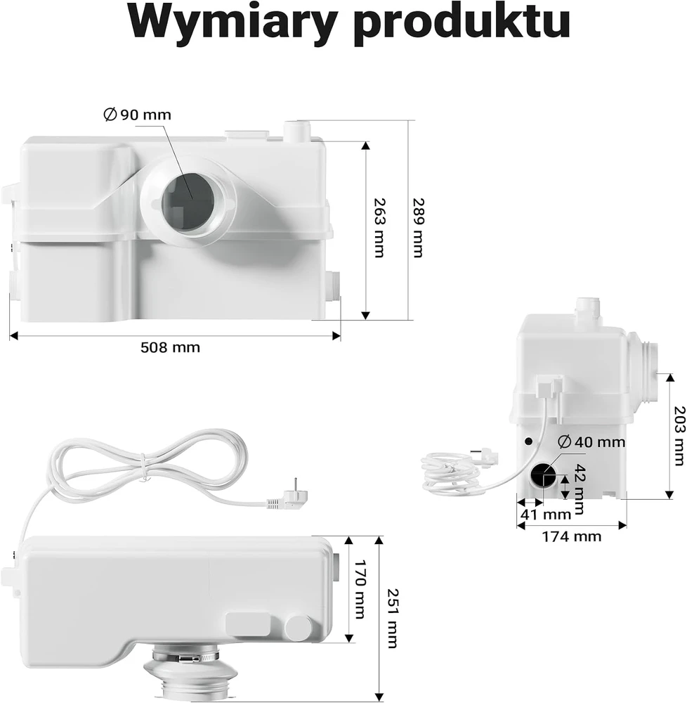 XPOtool nuotekų kėlimo stotelė su smulkintuvu 800 W, 170 l/min, 9 m, modelis 63898