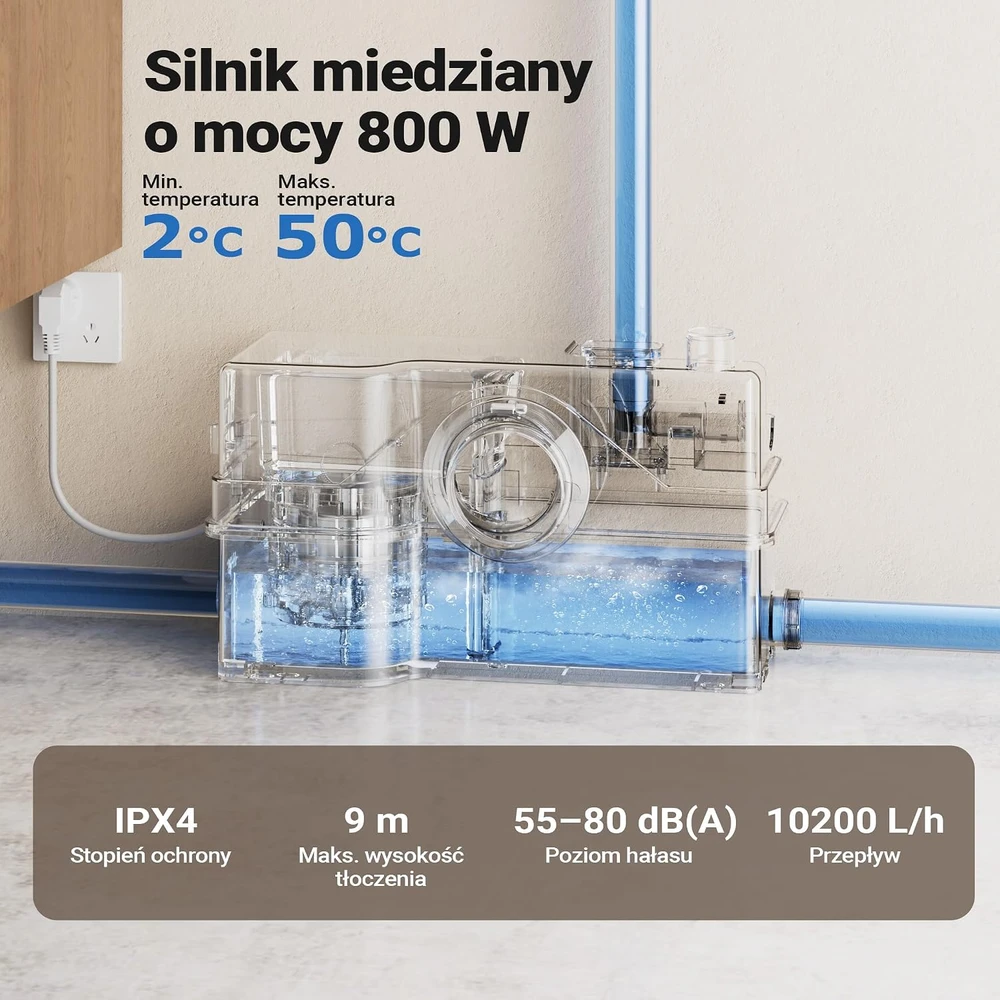 XPOtool nuotekų kėlimo stotelė su smulkintuvu 800 W, 170 l/min, 9 m, modelis 63898
