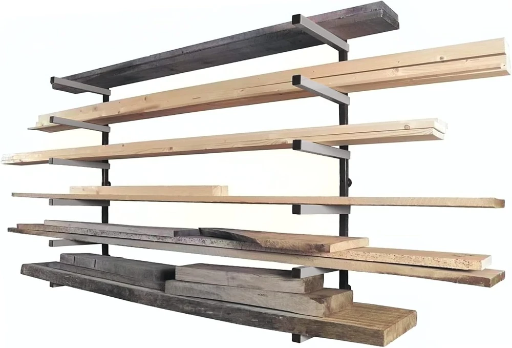 XPOtool sieninė konsolinė lentyna medienai, 300 kg, 6 lentynos, 300 x 30 x 1025 mm, 63425