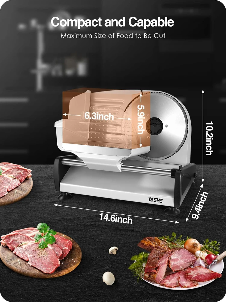 YASHE elektrinė maisto pjaustyklė 150 W su 19 cm nerūdijančio plieno disku SL-518-150W