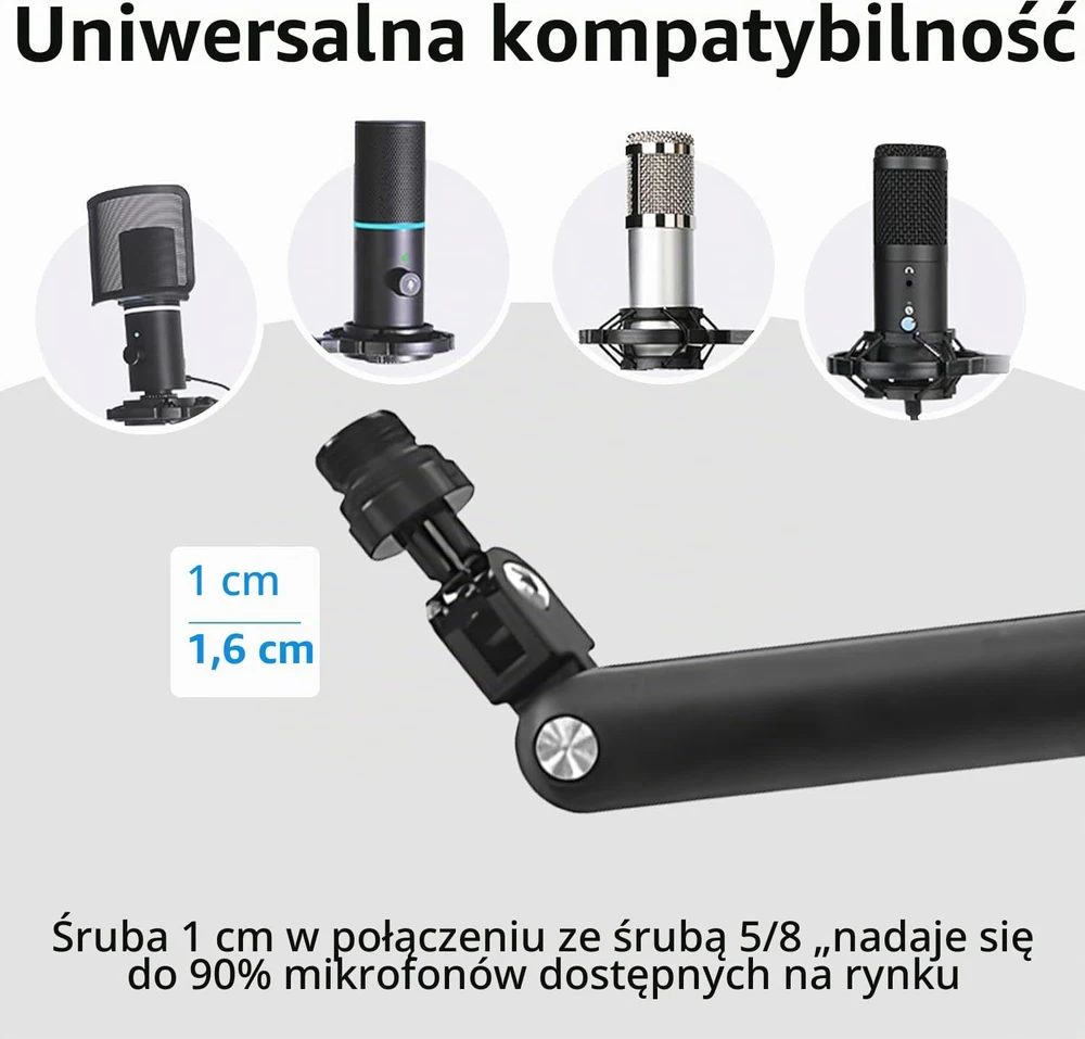 Yazoni žemo profilio mikrofono laikiklis su stalo spaustuku, pasukamas 360°, 3LB