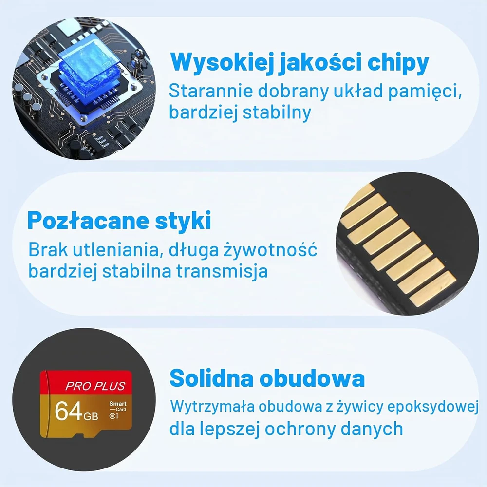 Yeecka Micro SD atminties kortelės 64 GB, UHS-I C10 A1, su adapteriais, 2 vnt. B0FH8XR7MQ