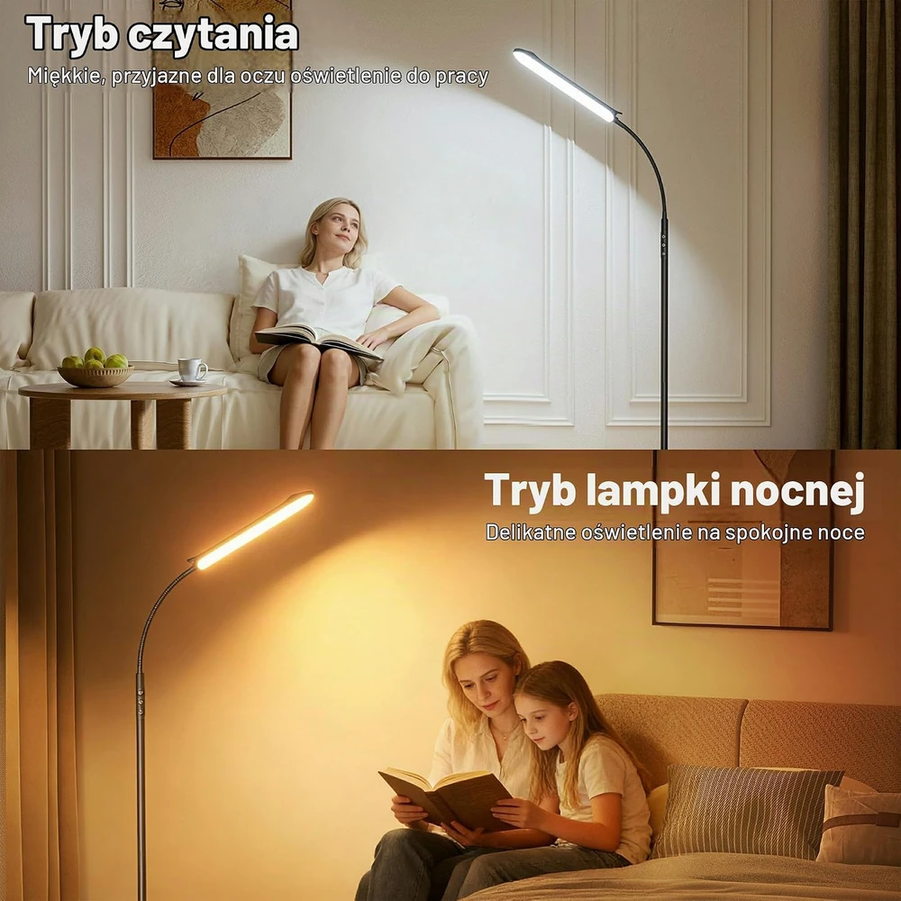 Yikuneng LED grindų lempa 18 W, 1800 lm, reguliuojama 2700–6500 K, FLL-018-F2