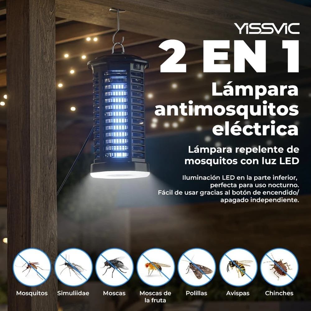 YISSVIC elektrinė UV uodų gaudyklė su LED apšvietimu 4200 V, IPX4, HK-1-1A