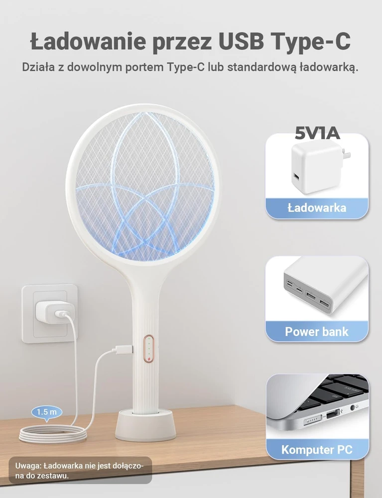 YISSVIC elektrinė vabzdžių mušyklė 4000 V su UV gaudykle ir USB-C WD-981