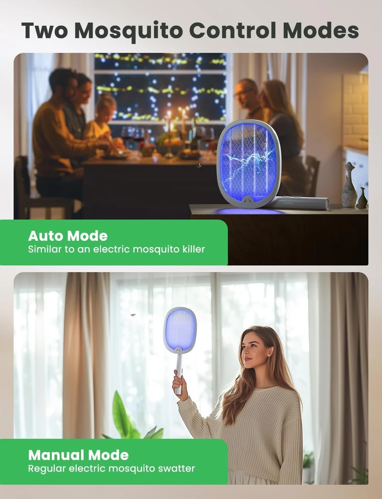 YISSVIC elektrinė vabzdžių raketė 4000 V su 1800 mAh akumuliatoriumi WD-9002-3