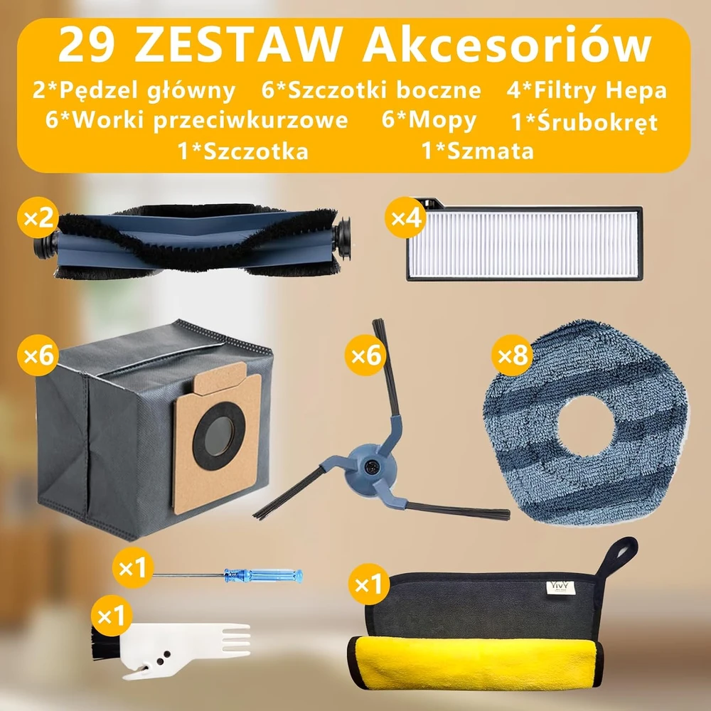 Yivy 29 dalių robotų dulkių siurblių priedų rinkinys, skirtas Eufy X10 Pro Omni